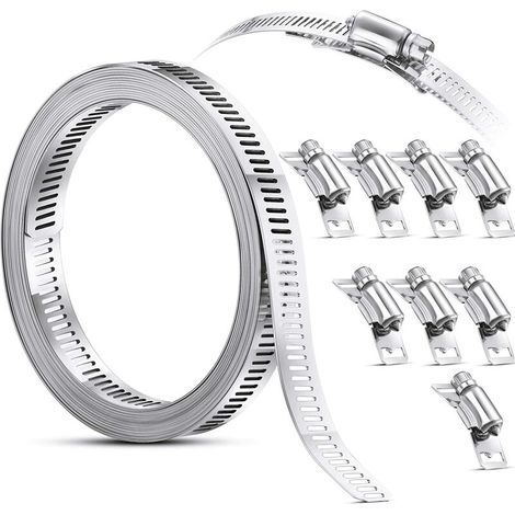 Schlauchschelle, Schlauchschelle mit Schneckengewinde aus Stahl, Schlauchschelle mit Befestigungselementen, Schlauchschellen aus Edelstahl 304, verstellbare Schlauchschelle mit Schraubgewinde (8 Stück (1/5)