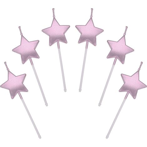 Bougies d'anniversaire en forme d'étoile, lot de 6 décorations pour gâteau, bougies métalliques pour anniversaires d'enfants, mariages et fêtes, argent/or/champagne/or rose (1/5)