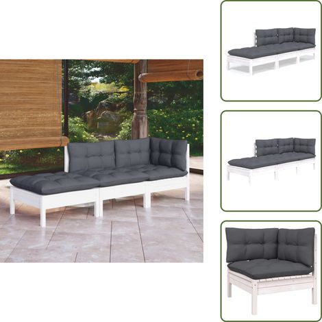 Salon de jardin 3 pcs avec coussins Bois de pin massif - Salon De Jardin - Mobilier De Jardin - Ensemble Salon De Patio - Meubles De Terrasse - Bois De Pin (1/5)