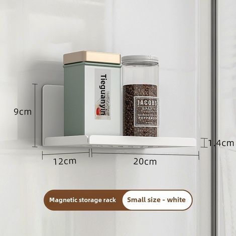Estante magnético para frigorífico, estante lateral para vasos sin necesidad de taladrar (20 cm [blanco])