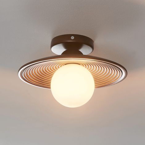 Moderne Beleuchtung aus Nussbaumholz und weißem Glas - Thalan