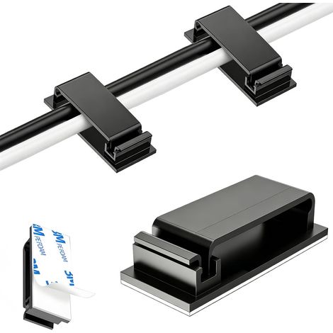 Clips Câble Auto-adhésifs 6.7mm – Organisateur de Câbles pour Bureau Maison Voiture, Noir/Blanc/Transparent/Ghost Noir (1/5)