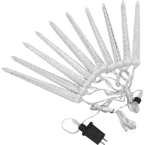 Guirlande lumineuse effet météore 4W 7V 2 m (6,6 pi) IP65 étanche, en plastique, pour Noël, mariages et fenêtres, prise US 120V, lumière blanche (1/5)