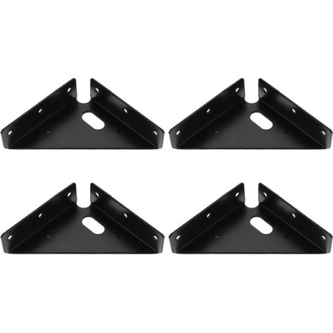 4 Équerres D’angle Triangulaires Noires Épaisses Grandes, Connecteurs D’angle en Acier Inoxydable 90°, Supports pour Meubles et Étagères en Bois, Fixation Solide pour Armoires (1/5)