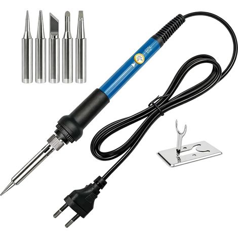 Fer à Souder Électronique 60W - Kit Complet - 5 Pointes - Température Réglable 200-450°C - Pour Soudure et Réparation (1/5)