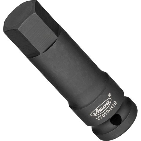 VIGOR Schlagschrauber Schraubendrehereinsatz, 1/2 (12,5 mm) Vierkant hohl, Innen Sechskant Profil, SW 19 mm (1/2)