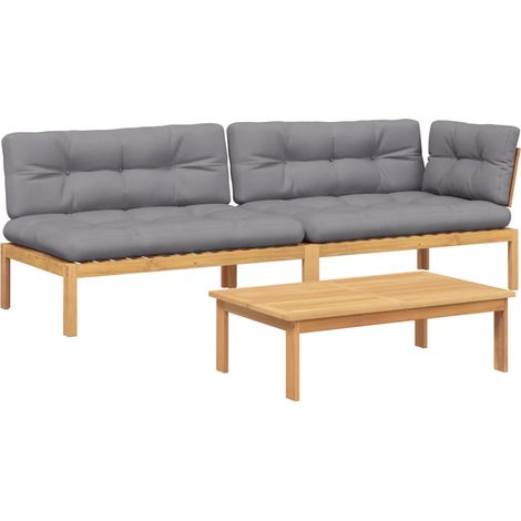 Maison Exclusive - 3-tlg. Garten-Sofagarnitur aus Paletten mit Ki (1/5)