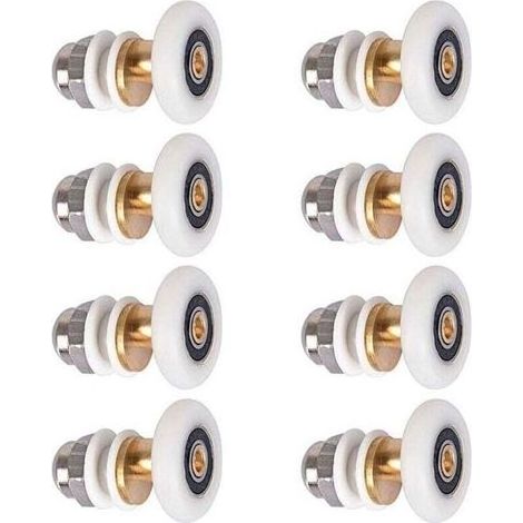Porte de Douche - Rouleau Roulette Roue pour Porte de Douche Roulettes Coulissantes Porte Roue de Remplacement pour Rouleau 8 pièces 25mm (1/5)