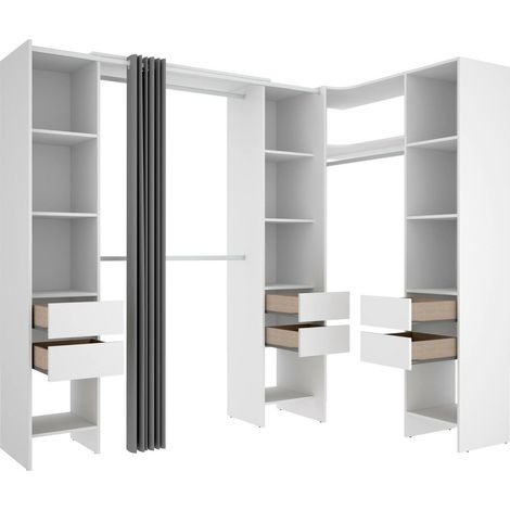 Dmora - Gran Armario Biaena, Muebles de dormitorio, Vestidor, Armario de ropa, 234x141 h205 cm, Blanco