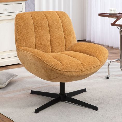 Fauteuil pivotant 73x75x79 cm en tissu moutarde - VELTIS