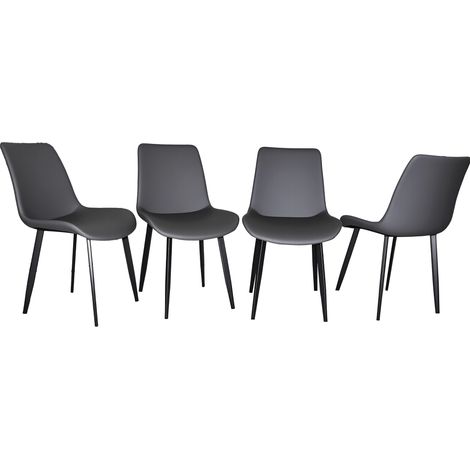 Set di 4 sedie da pranzo ergonomiche in similpelle PU, gambe in acciaio al carbonio, colore grigio, portata massima 100 kg (1/5)
