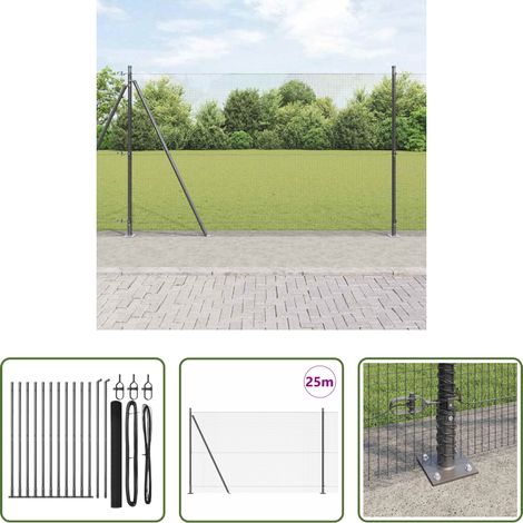 vidaXL Clôture moderne - Poteau de clôture. Gris 25 x 1,4 m (maillage de 16 x 16 mm) (1/5)