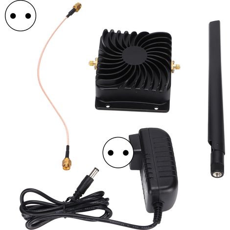 Schwarzer, spiralförmiger WLAN-Signalverstärker in Fächerform, 2,4 GHz, EU-Stecker 100–240 V