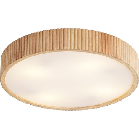 QAZQA Plafonnier Japandi Bois 50cm 4 Lumières - Lyra