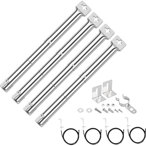 31 à 44CM Brûleur Universel en Acier Inoxydable pour Landmann, Enders, Tepro, Taino, Charbroil, Campingaz, Mr Gardener, Napoleon, pièces de Rechange pour brûleur de Barbecue à gaz, 4 pièces (1/5)