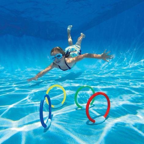 Tauchringe für Kinder – Spielzeug für Pool, Strand und Wasserspiele – 4er-Set – Ideal für den Sommer (1/5)