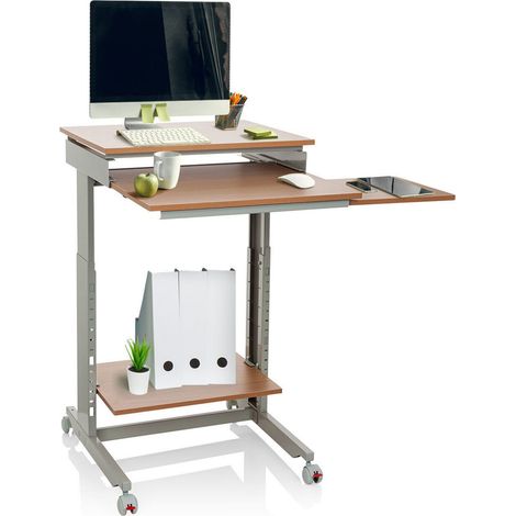 Computertisch / Schreibtisch WORKSTATION grau / buche hjh OFFICE (1/5)