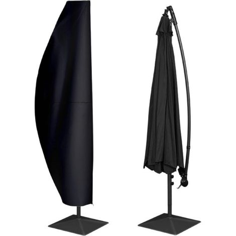 Housse Parasol Déporté en Tissu Oxford 420D imperméable avec Fermeture éclair - 265x40/70/50cm- Noir (1/5)