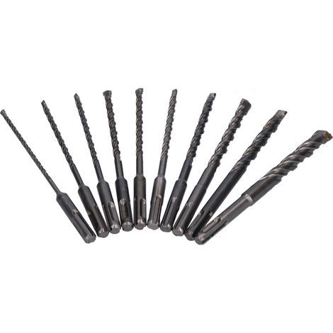 Lot de meches maçonnerie à pointe carbure pour marteau perforateur béton 160 mm de long diamètres 4-14 mm (1/3)