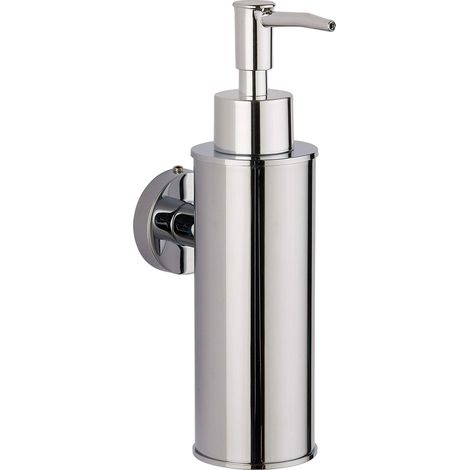 Distributeur de savon mural en acier inoxydable 304 pour salle de bain, cuisine, décoration d'intérieur (rond, chromé) (1/5)