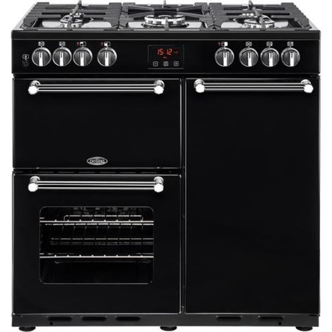 Gazinière mixte 90 cm avec 5 foyers dont 1 Wok 4 kW – 3 fours électriques à chaleur pulsée – Énergie A – Nettoyage facile – Belling (1/5)