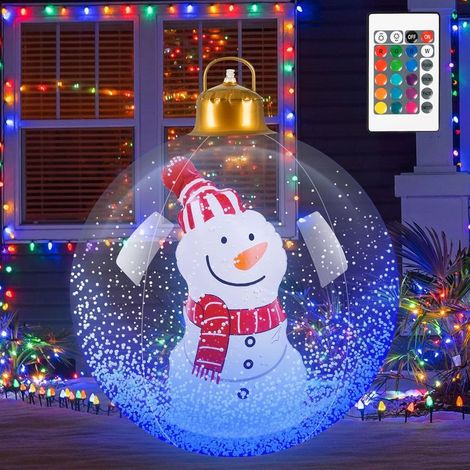 Boule de Noël gonflable 60 cm – Bonhomme de neige lumineux LED en PVC – Décoration extérieure pour jardin et porche – Atmosphère festive (1/5)