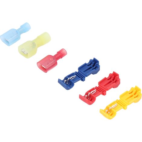 Ensemble de connecteurs T électriques à sertir, bornes à épissure rapide isolées nylon, embouts mâles (1/5)