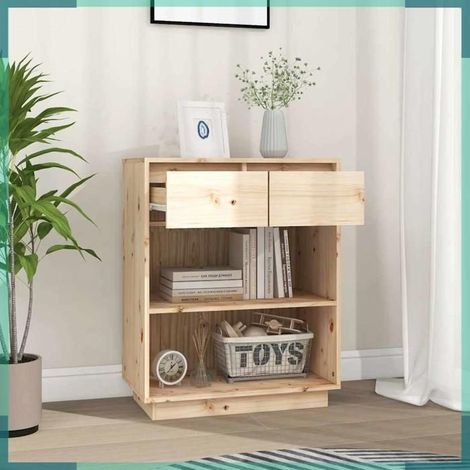 Armoire console - 813834 - Bois de pin massif - 60 x 34 x 75 cm - À monter soi‑même (1/5)
