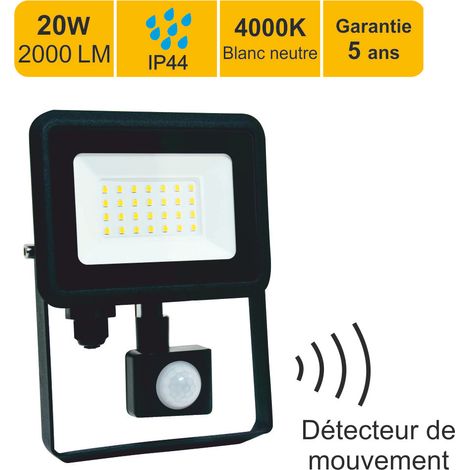 [JAMAIS UTILISÉ] Projecteur LED avec détecteur 20W/IP44/2000lm/4000K connexion direct - sans câble - garantie 5 ans