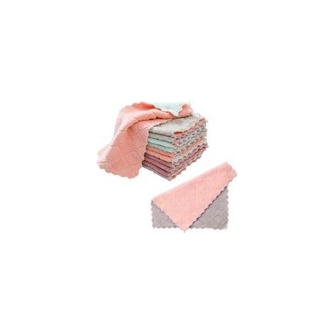 Set di 12 panni da cucina in velluto color corallo, panni per la pulizia della cucina, panni in microfibra, panni assorbenti e sgrassanti, panni per piatti (1/5)
