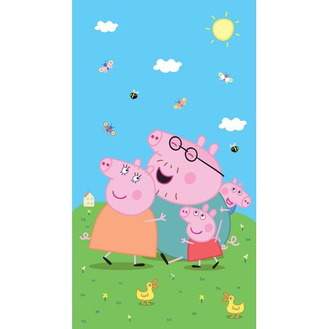 papier peint panoramique Peppa Cochon vert, bleu et rose - Sanders & Sanders (1/3)