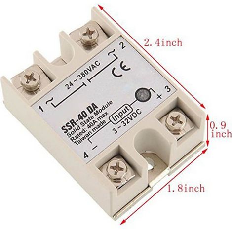 Relais statique monophasé 40A DC-AC 24-380V SSR 40DA, coque plastique, module de commutation électronique pour tableau (1/5)