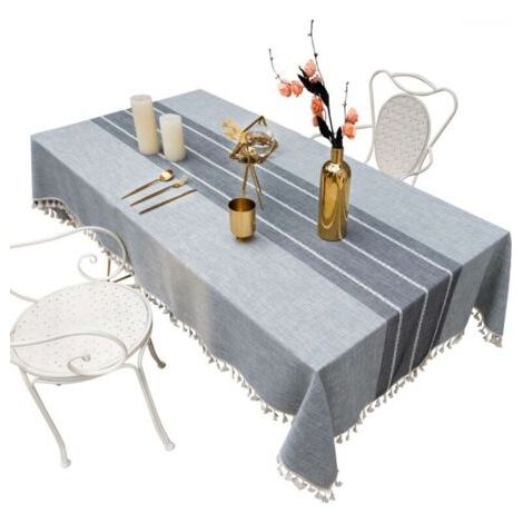 Stück graue rechteckige Tischdecke aus Baumwollleinen, 90 x 90 cm, moderne Tischdecke für rechteckige Tische, Heim- und Küchendekoration, FLITI