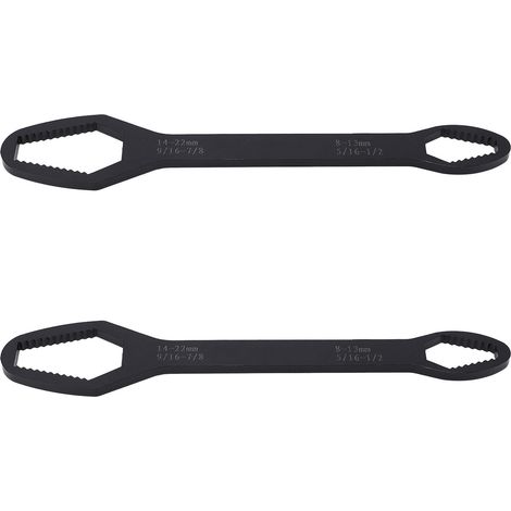 Clé à molette double 8-22mm, jeu de 2 pièces auto-serrant multifonction pour réparation, outil à main noir électrophorèse (1/5)