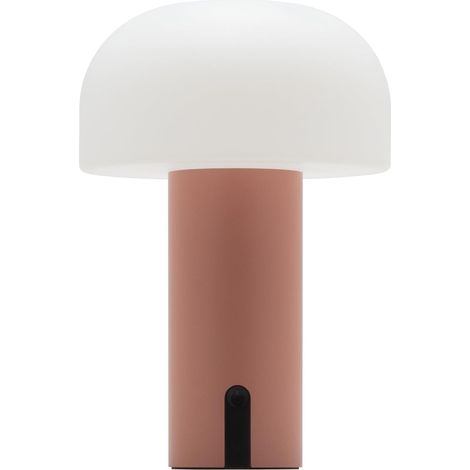 RHG Lampe LED tactile en forme de champignon, indice de protection IP44, conception sans fil, batterie rechargeable intégrée, finition rose mate (1/5)