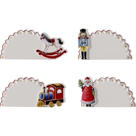Ensemble de 4 Marque-Places Multicolores, déco de Noël, décoration de Table, Marque-Places, décoration de Noël, déco Noël, Porcelaine (1/4)