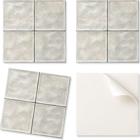 Juego de baldosas de vinilo con un motivo decorativo para la cocina. Textura de baldosa cer谩mica. Medidas: 4x50x50 cm.