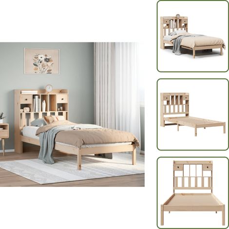 vidaXL Lit bibliothèque sans matelas 75x190 cm bois de pin massif (1/5)