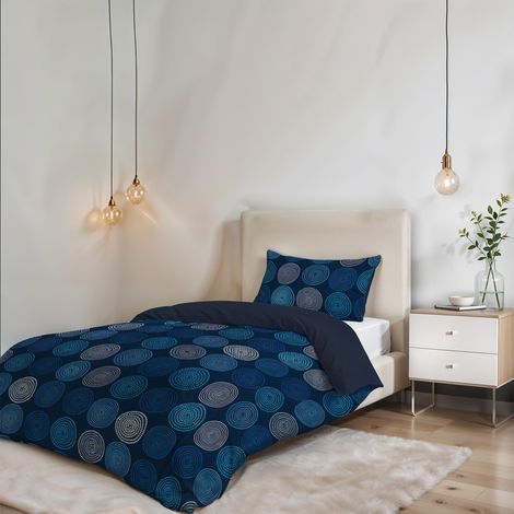 Parure de housse de couette SANS REPASSAGE - Ensemble housse de couette - Lit 1 place, Microfibre - Housse 150x200 cm + Rabat et 1 taie d'oreiller 50x80 cm (1/5)