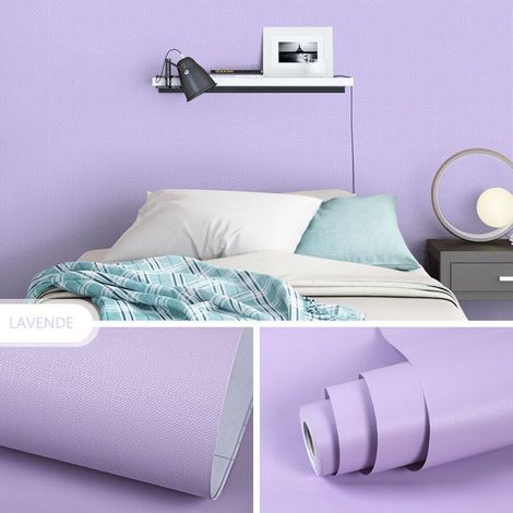 Papier Peint Adhésif Violet Clair Film Adhésif pour Meuble Salon Chambre Fille Cuisine Placard Table Bureau Armoire Étagère Papier Vinyle Autocollant Décoratif Étanche Mat Uni de 45CM10M NPTERBL