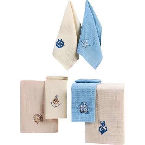 Juego de toallas de cocina Set 100% Algodón Multicolor Embroidered (1/5)
