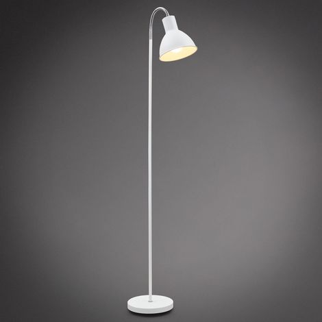 lampadaire à pied métal blanc, lampe à vasque, style industriel moderne, tête inclinable, pour bureau, salle à manger salon chambre (1/5)