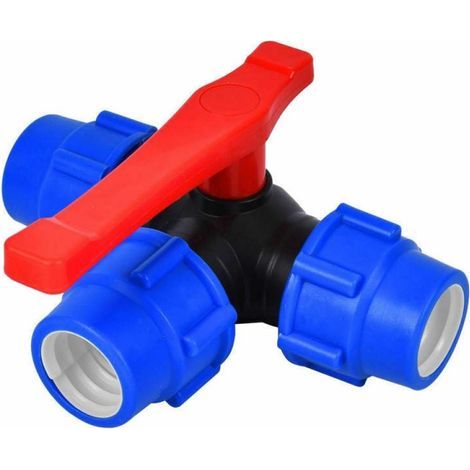 1 Dreiwege-Kugelhahn, 25 mm, Schnellkupplung, PVC/PE-Rohr, T-Stück, Gartenbewässerung (1/5)