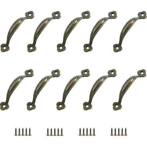 Poignées de meubles rétro rustiques en bronze antique de 80 mm pour portes de grange, abris de jardin, armoires, tiroirs (1/5)