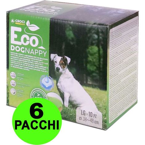 60 Pannolini igienici per cani Eco Dog Nappy L 34-48 cm - 6 pacchi da 10 pezzi cad.