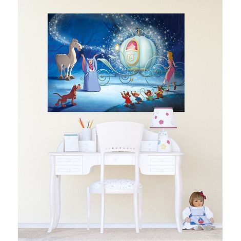 Poster géant Cendrillon Carrosse Princesse Disney intisse 155X115 CM (1/3)