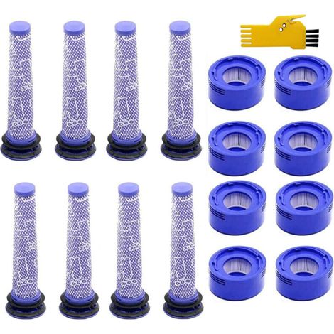Zubehörset 8 Vorfilter und 8 Nachfilter für Dyson V8 Absolute V7 Motorhead V7 Animal V8 MOTORHEAD V8 Absolute + V7 Absolute Akku-Staubsauger Ersatzteile (1/4)