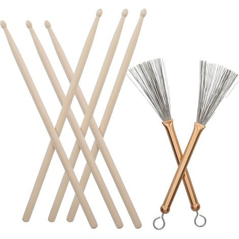 Ensemble de Baguettes de Batterie Rétractables en Métal Doré avec Sac Accessoires Percussion Jazz (1/5)