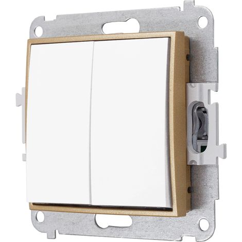 Interruptor doble sin marco Karlik Mini color blanco/dorado (1/4)