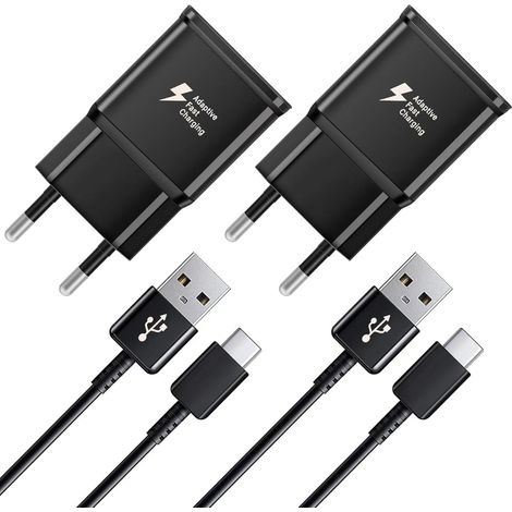 Lot de 2 chargeurs rapides, câble de 1,5 m, compatibles avec Samsung Galaxy S22, S21, S20, S8, S10, S9 Plus, Note 7, 8, 9, 10, A53, LG et HTC. (1/5)